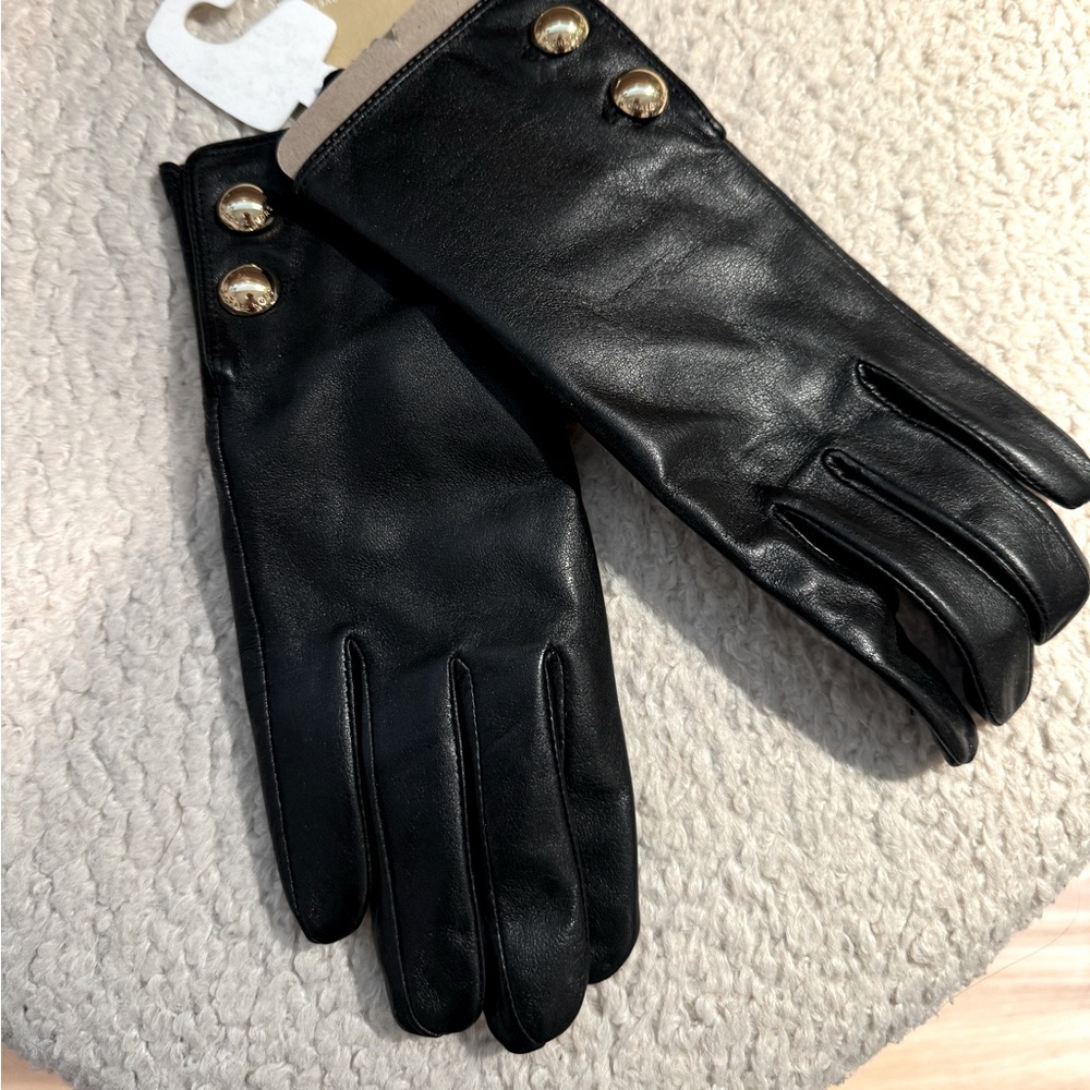 MICHAEL KORS Women's Detail Leather Tech Gloves *NWT